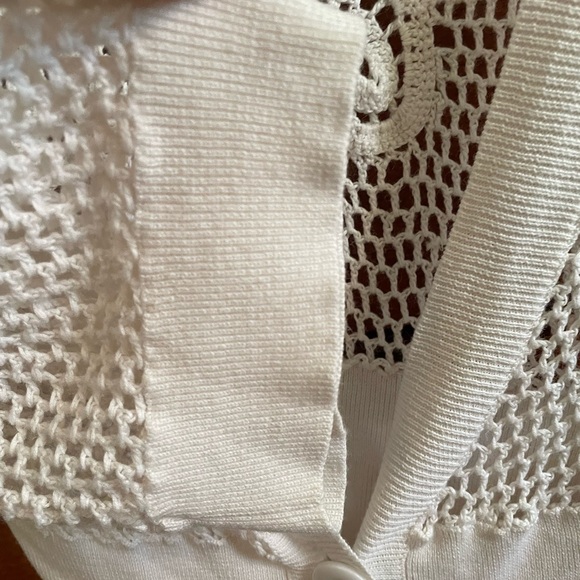 Candies Ivory Crochet Cardigan Junior size L or XS women - Picture 4 of 8